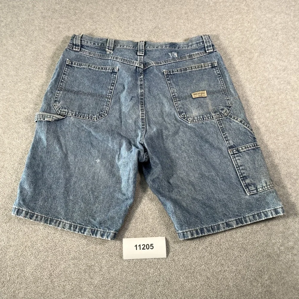 Wrangler Carpenter Shorts Mens 34 Blue Denim Medium Wash Cotton Casual Workwear